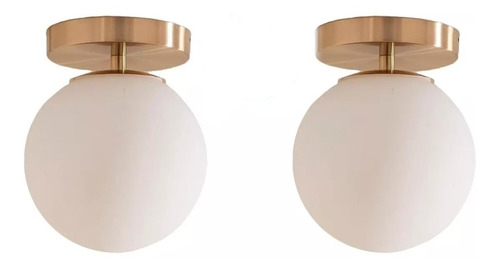 Pack X2 Aplique Bronce Globo Opal Pared Techo Apto Led