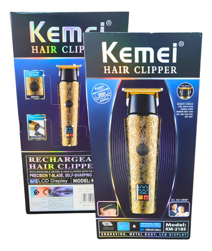 Maquina De Cortar Cabelo Profissional Elétrico Recarregavel Cor Dourado 110v/220v