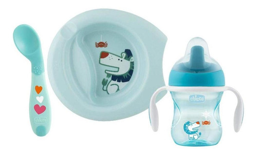 Imagen 2 de 5 de Chicco Set De Alimentación Primeras Comidas 6m+, Color Azul