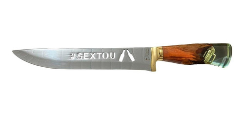Faca Lâmina Sextou Caneca Elmo 9 Pol Aço Bainha Couro