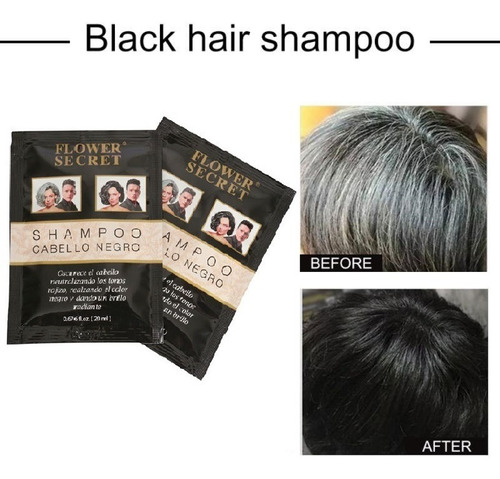 1 Sobre Shampoo Colorante Negro Para Cubrir Canas En 5 Min