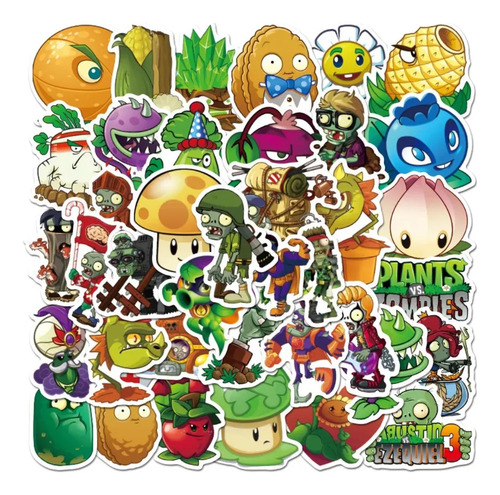 Stickers Plantas Vs Zombie X50 Autoadhesivos Vinilos