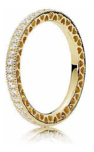 Anillo  De Brillo Pandora, Plata Bañada En Oro, 7, 25 Fr32n