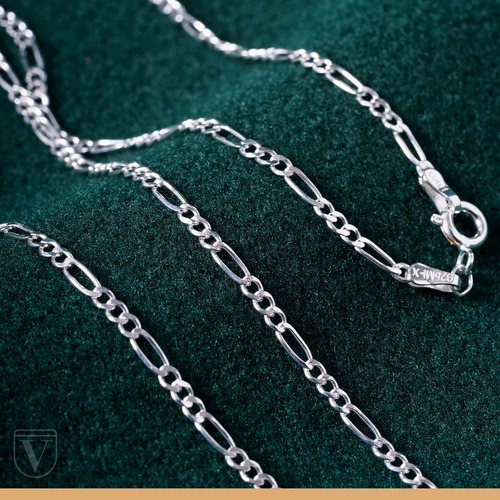 Cadena Figaro 3x1 Plata Ley 925 Collar | 50cm - 2.5mm Unisex Color Plateado