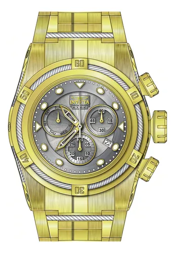 comprar Invicta Reserve Bolt Zeus 23914 Original 53mm Todo Aço Banha Cor da correia Dourado Cor do bisel Dourado Cor do fundo Branco