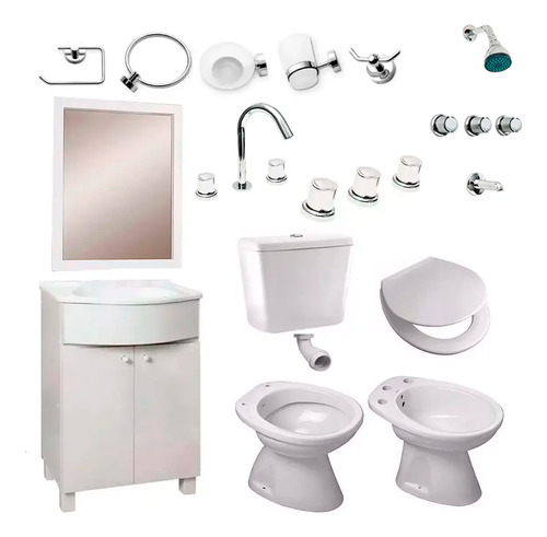 Combo Baño Completo Griferias Inodoro Vanitory C98 P