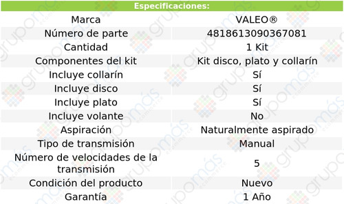 1 Kit De Clutch Valeo Pointer L4 1.8l 1998 A 2009 Calidad Eo