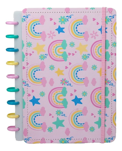 Caderno Inteligente M Arco Íris 80fls Diskô Cor Rosa-claro