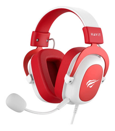 Headset Gamer Branco E Vermelho Red Havit H2002d