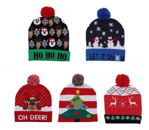 10 Gorros De Papá Noel Con Luces Led, Regalos De Navidad