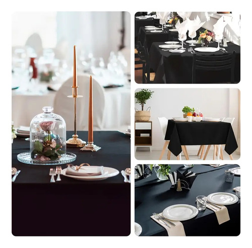 3unidades Mantel Rectangular Decoración Fiesta Hogar 3mx1.5m Negro