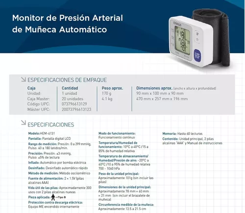 Omron Medidor Presión Arterial Muñeca Omron Hem-6131