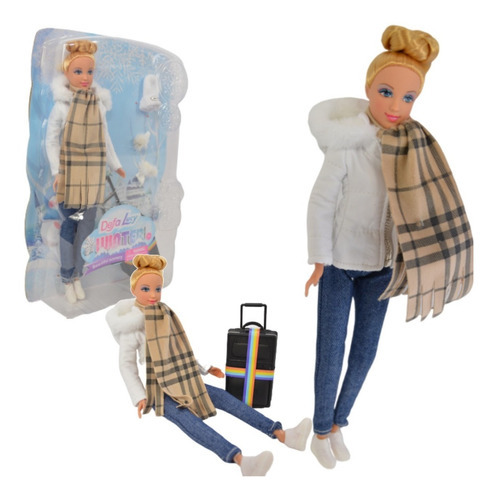 Muñeca Defa Lucy Winter Atuendo De Invierno Accesorios 8424 Ref Abrigo Blanco