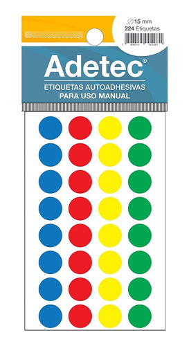 Etiquetas Manual Adetec Circular 4 Colores 15 Mm - 2210