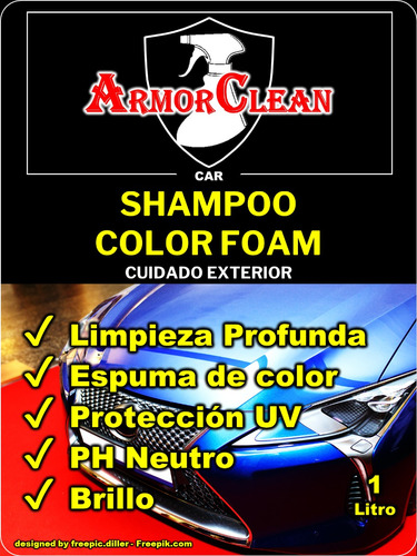 Shampoo Color Foam Marca Armorclean. Galón X 4 Uds