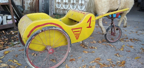 Antiguo Sulky Ciclo De Madera Con Caballito Jueguete Retro