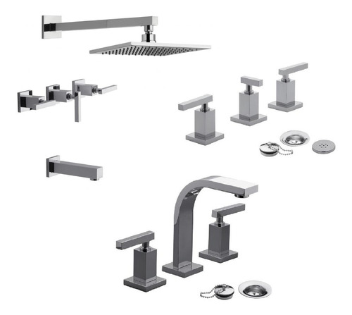 Set Griferias Baño Fv Dominic Lever Bidet Ducha Lavatorio