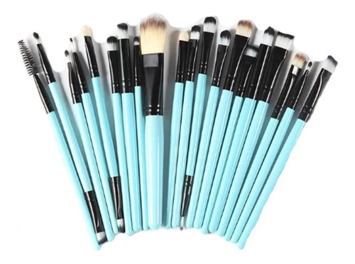 20 Brochas Pinceles Profesional Maquillaje Pelo Sintetico Color Celeste