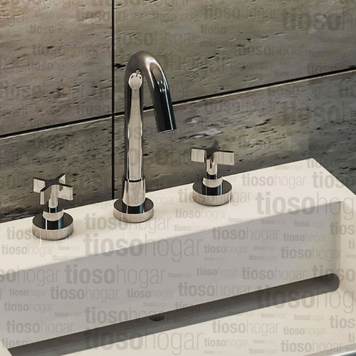 Imagen 3 de 10 de Grifería Lavatorio Mesada Aqualaf Quillen 1070 Cromo Cromado