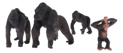 4 Piezas Simulación Gorila Familia Figura Juguete Animal