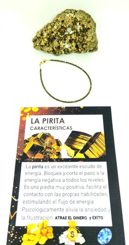 Pulsera Mini Piedra Pirita Atrae Dinero, Suerte ,protege 14k