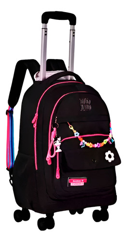 Mochila De Rodinhas Rebecca Bonbon 360º Preto Lancheira Rb