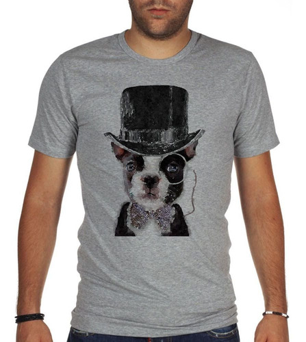 Remera De Hombre Perro Ellegante Con Galera