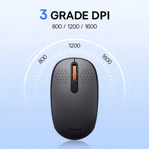 Mouse Baseus Bluetooth E Wireless F01b Ergonomico 1600dpi Cinza-escuro