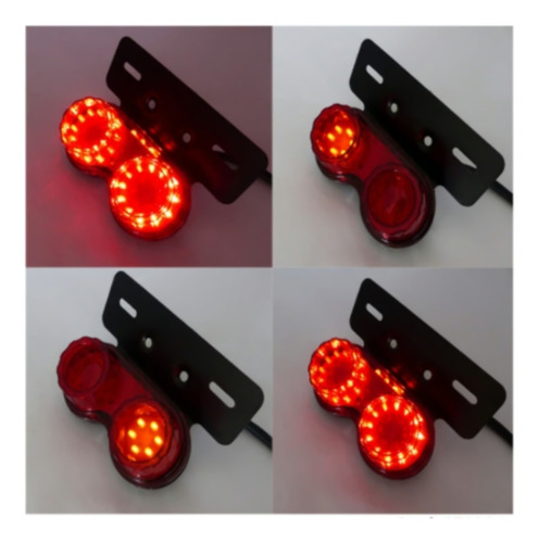 Luz De Freno Y Giro Para Moto Con Soporte Redondo 12 Volt