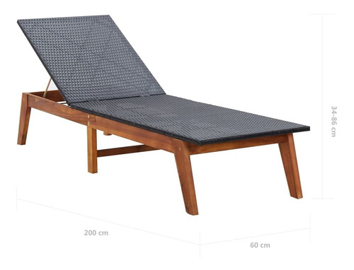 Camastro Con Mesa Polirratán Y Madera Maciza De Acacia