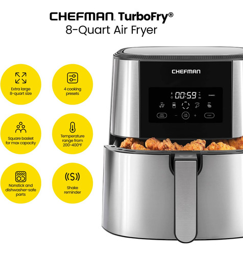 Freidora Chefman Large Air Max Xl 8 Cuartos De Galón, Coc...