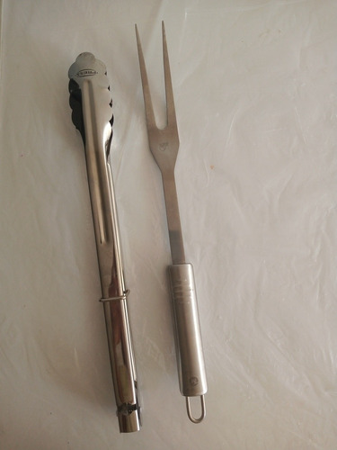 Tenedor Trinche Y Pinza Grande Para Parrilla (Usado)