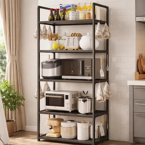 Estantería Cocina Baño Organizador 5 Niveles Rack Resistente Negro