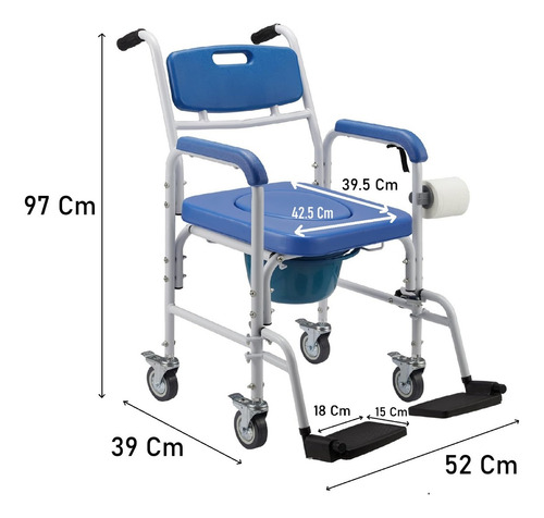 Baño Inodoro Silla Aluminio Asiento Acolchado Reposapies