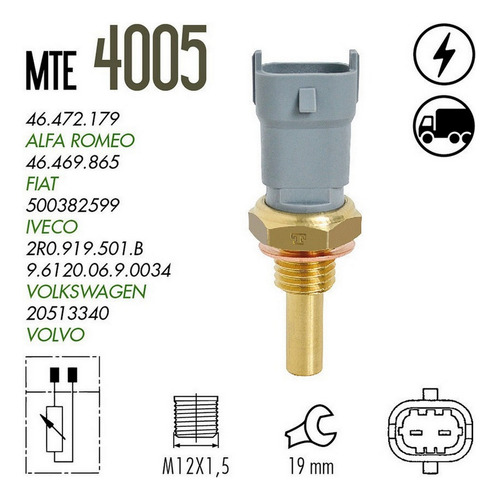 Sensor Temperatura Refrigerante Mte Fiat Ducato 4c 3.0l 2011