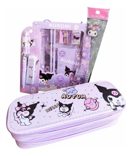 Lapicera Sanrio + Juego De Papelería Hello Kitty, Kuromi Morado Kuromi