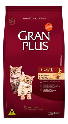 Ração Gran Plus Para Gatos Filhotes Frango E Arroz 10,1kg