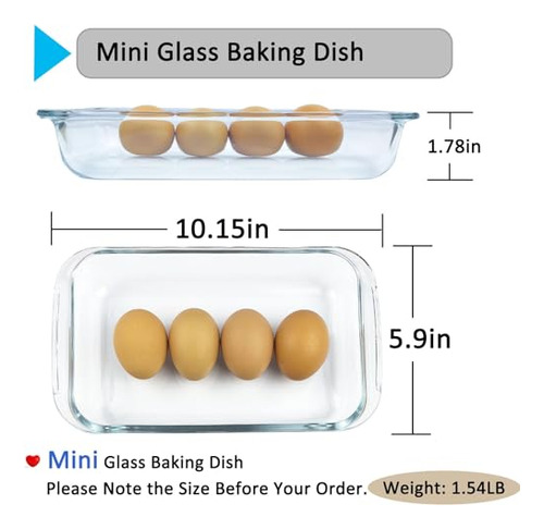 Mini Bandeja Rectangular De Vidrio Para Hornear De 1 Litro P