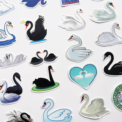 50 Calcomanías De Cisne Negro, Lindas Calcomanías De Cisne S