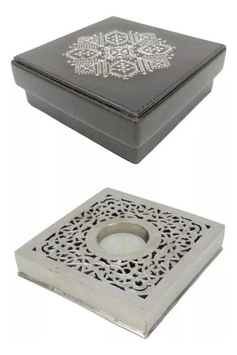 Velario Porta Velas Com Vela Cinzelado Em Buril Com Estojo