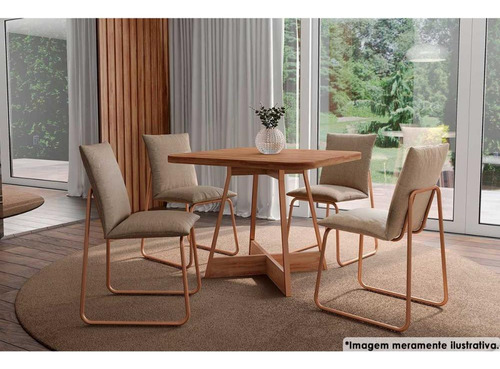 Cadeira Sala De Jantar Soft 1750 Aço Kit 2 Uni Cobre/linho A