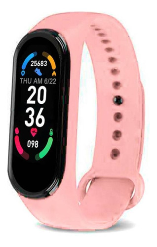 Smartwatch M6 Smartband Banda Inteligente Color De La Caja Negro Color De La Malla Rosa