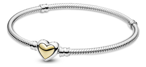 Pulsera Pandora Broche De Corazón Dorado Dos Tonos Original