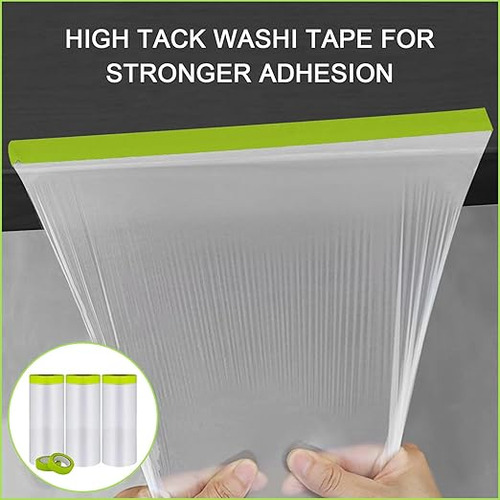 2 Rollos, Cinta Adhesiva Con Plástico Protector Para Cubrir