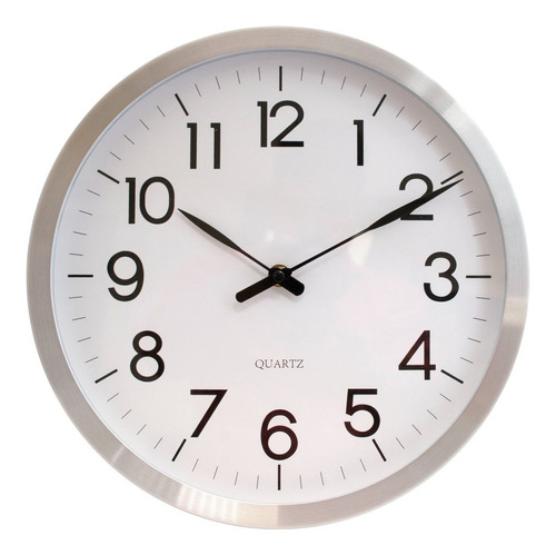 Reloj De Pared Quartz Silver White 30 Cm