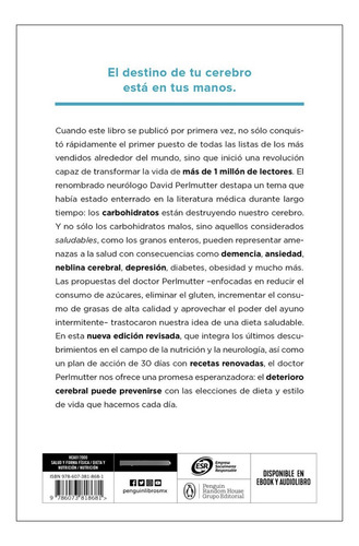 Cerebro De Pan Perlmutter, David. Libro Físico Orig