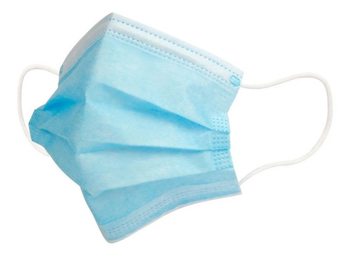 Mascara Descartavel Tripla Camada Com Clip Nasal 50 Unidades Cor Azul