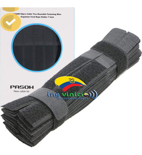 Cinta Velcro 17.5cm Doble Reutilizable 50 Unidades Cableado
