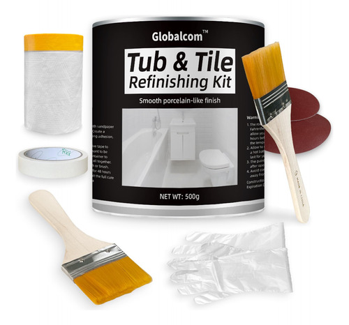 Globalcom Kit De Reacabado De Banera Blanco, Kit De Reparaci