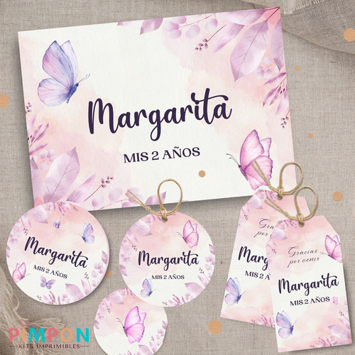 Kit Imprimible Textos Editables - Mariposas 2